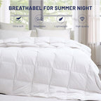 SNOWMAN Extra-Soft Down Blanket Twin, Lightweight Down Comforter with 8 Corner Tabs, Cooling Bed Comforter for Hot Sleeper, 14oz Fill Weight and Noiseless Down Proof Fabric (White, 68"x90")