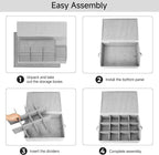 StorageWorks China Storage Container, Stackable Mug Storage Box with Dividers, Stemware Storage Cases, Hard Shell China Cup Organizer, Holds 12 Tea Cups and Coffee Mug, 2 Pack, Light Gray