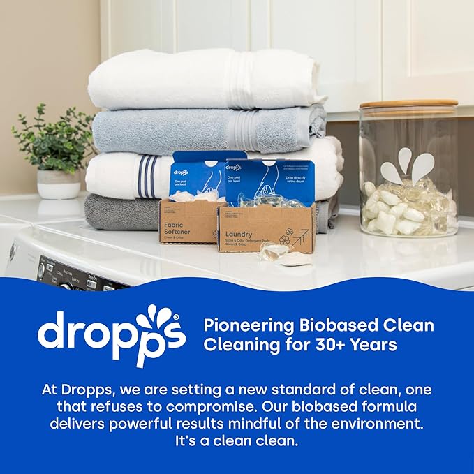 Dropps Laundry Fabric Softener Pods, Lavender Meadow (120 Pods) - Laundry Additive for Softening & Protection - HE Compatible Mineral Based Ingredients Laundry Supplies