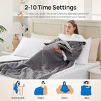 Westinghouse Electric Snuggle Throw Blankets with Foot Pocket, Wearable Heated Blanket with Sleeves, 6 Heating Levels & 2 to 10 Hours Heating Time Settings, 50 * 70"+18", Light Grey