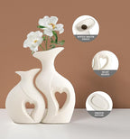 White Ceramic Vase Set of 2 for Home Decor,Minimalist Nordic Boho Vase for Decor,Flower Vases for Wedding,Living Room,Dining Table,Bedroom,Entryway,Office,Coffee Table Decor