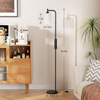 Floor Lamps for Living Room - Standing Lamp with Remote Control Glass Shade, Modern Floor Lamp with LED Bulbs, Bright Industrial Floor Lamp for Bedroom, Black Tall Lamp for Office