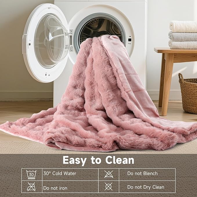 Heated Blanket Electric King- 100"x90" Soft Thick Bubble Electric Blanket for Sofa with 5 Heat Levels & 10 Hours Auto-Off Overheat Protection, Warm Cozy Gifts, Pink