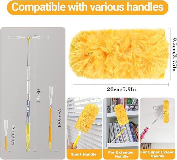 360° Heavy Duty Duster Refills for Swiffer Duster, 40 Count Duster Refills with 1 Handle, Multisurface Dusters, Disposable Dusters for Cleaning (Yellow)
