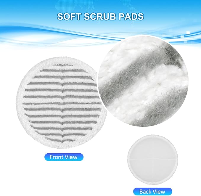 6 Pack Mop Pads Replacement Compatible with Bissell Spinwave Mops 2124 2039 2037 2039A Series Steam Mop Pads for Bissell Spinwave Hard Floor Cleaning Kits 2 Soft Pads, 2 Scrubby and 2 Heavy Scrub Pads