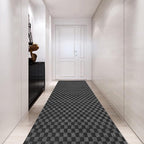Custom Size Backed Non-Slip Area Rugs Runner, Easy Clean, Waterproof Runner Rugs for Hallway Entryway, Kitchen, Laundry, 4FT x 69FT, Gray Checkered