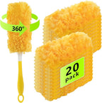 20 Pack Duster Refill for Swiffer,360 Heavy Duty Furniture Duster Refills, Disposable Multi-Surface Microfiber Feather Duster Kit with 1 Handle