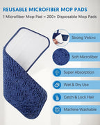 Microfiber Mops for Floor Cleaning - BPAWA Flat Floor Mop Wet Dry Use for Hardwood Floors Laminate Wood Tile Vinyl Wall Hard Surface, Bathroom Kitchen Dust Mop with 4 Reusable Washable Chenille Pads