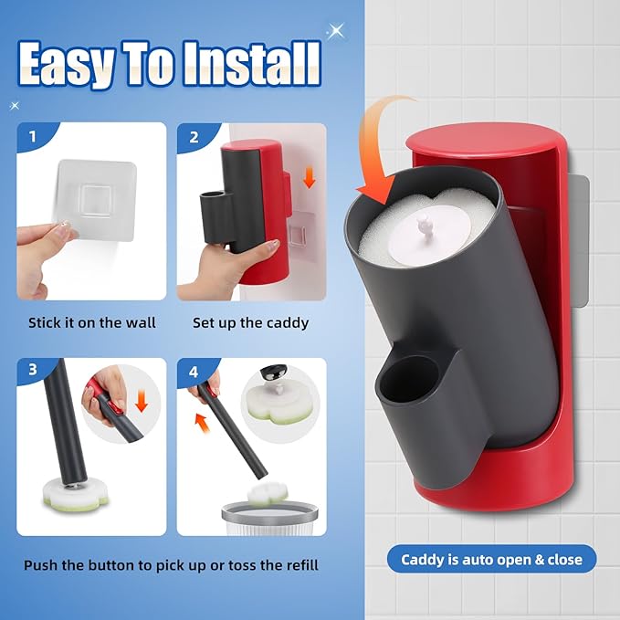 Disposable Toilet Brush Cleaning System with Wand Cleaner Refills,Toilet Cleaning Stick,Wall Mounted Toilet Wand Kit,60 Disposable Toilet Bowl Brush for Sink Bathtub Wash Basin (Green)