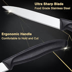 BEWOS Paring Knife - Straight Edge Paring Knives Set of 4, Ergonomic Handle, Classic Black PP Plastic Handle, Fruit Knife & Cutting Knives for Kitchen, 4.1-inch Pointed Tip