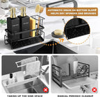 GMISUN Dish Soap Dispenser for Kitchen, 12 Fl oz / 350 ml Kitchen Soap Dispenser with Sponge Holder, Modern Black Glass Soap Dispensers with Gold Pump, Customized Hand and Dish Soap Dispensers Set