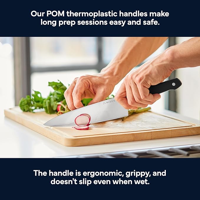 Misen 8" Chef Knife – High Carbon Japanese AUS-10 Stainless Steel – Hybrid German & Japanese Blade – Precision Kitchen Knife for Professionals & Home Cooks – Ultimate Cutting Performance - Black