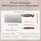 HEZHEN Meat Cleaver Knife,7 Inches, 67 Layers Damascus Steel Kitchen Knife, Professional Cleaver Knife for Meat and Vegetable Cutting, Ultra Sharp, Ergonomic Micarta Handle, Gift Packing
