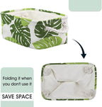 Organization and Storage Basket for Shelves - Small 6 Pack Fabric Storage Bin Collapsible Baskets for Organizing with Handle for Cloth Decorative Laundry Canvas (Banana Leaf 12x8x5.2 inch)