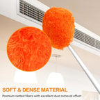 Ceiling Fan Cleaner Duster Reusable Microfiber Ceiling Fan Blade Cleaner Removable Duster with Extension Pole Adjusts 13 to 49.7 Inch for Cleaning Walls Bookshelves Furniture Door Window Top (Orange)