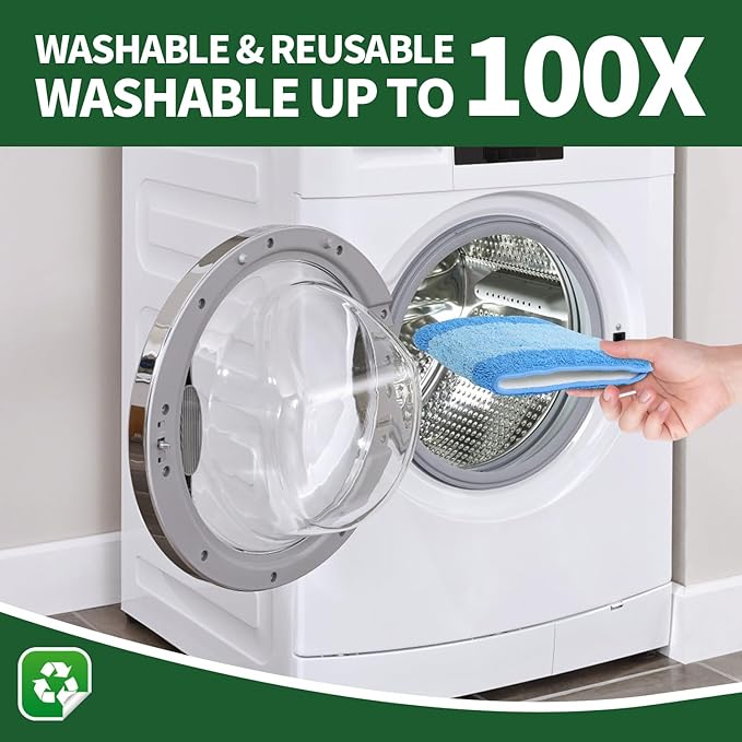 12 Pack Microfiber Cleaning Pads for Bona Mop, Reusable Microfiber Mop Pads for 18 Inch Mop, Hardwood Floor Replacement Cleaning Mop Pads, Machine Washes