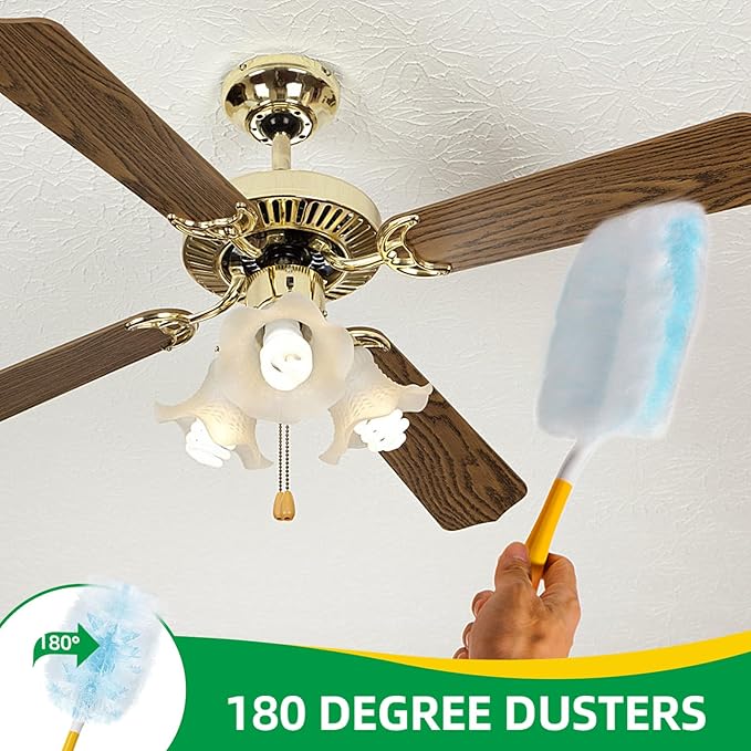 Duster Refills,Static Dust Removal Brush Disposable Dusting Head Compatible with Swiffer Duster Refills for Electronics, Furniture, Blinds, Ceiling Fans (Yellow, 18 PCS)