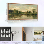 Tinonedraw Vintage Nature Framed Canvas Wall Art Set of 3, French Country Wall Decor, Rustic Landscape Farmhouse Art Paintings, Olive Green Trees Art Prints for Living Room Bedroom Office 20"x40"