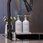 Glass Kitchen Soap Dispenser Set with Ceramic Tray,16.9 floz Hand and Dish Soap Dispenser for Kitchen and Bathroom Decor,White and Silver Kitchen Accessories(White Bottles + Silver Pumps)