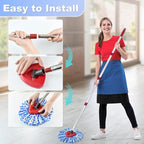 Mop Head Replacement, Base, Mop Handle for Ocedar RinseClean 2-Tank System, 2 Microfiber Mop Refills, Extendable Length 30-59" Mop Handle, Base and Scrubber for All Hard-surfaced Floor