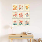Flower Market Poster Set of 9, Abstract Colorful Floral Wall Decor Art Prints, Vintage Flower Market Poster for Room Aesthetic, Trendy Floral Canvas Gallery Paintings Boho Wall Art Decor for Bedroom Bathroom（8x10inch, Unframed)