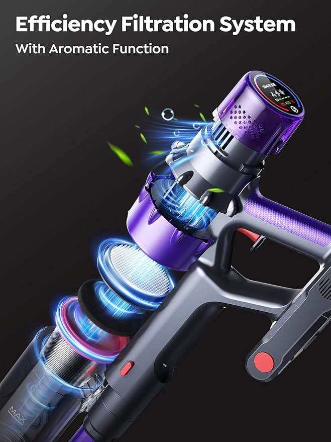 Cordless Vacuum Cleaner, 600W 50KPA 65 Mins Runtime Vacuum Cleaners for Home, Stick Vacuum with Self-Standing, Wall Mount Charging and Intelligent Auto Mode, Handheld Vacuum for Pet Hair/Carpet/Floor