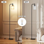 Floor Lamps for Living Room - Standing Lamp with Seeded Glass Shade, Modern Floor Lamp with LED Bulbs, Industrial Floor Lamp for Bedroom, Black Tall Lamp for Office(Light Bulb Included)