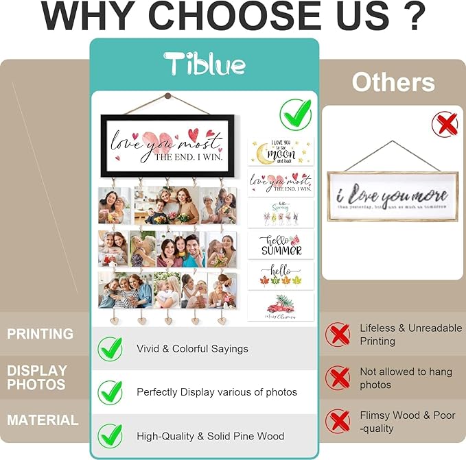 Christmas Card Holder Display Collage Picture Frames For Wall Interchangeable Holiday Decor Clips Photo Holders Merry Christmas Hanging Sign Wooden Photo Holder for Gift Card Holder Christmas Decor