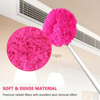 Ceiling Fan Cleaner Duster Reusable Microfiber Ceiling Fan Blade Cleaner Removable Duster with Extension Pole Adjusts 13 to 49.7 Inch for Cleaning Walls Bookshelves Furniture Door Window Top (Rosy)