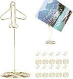 10Pcs Table Number Holders, Message Clip Gold Place Card Holder Desktop Metal Business Card Photo Golden Airplane Holder with Base Table Card Holder Stands Centerpieces for Wedding