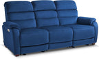 MCombo Wall Hugger Recliner Sofa with Drop Down Table, Power Reclining Sofa with Adjustable Headrest, USB A&C Charge Ports, Reading Lamp, Cup Holders, for Living Room, RVs (Fabric, ST258M3, Navy Blue)