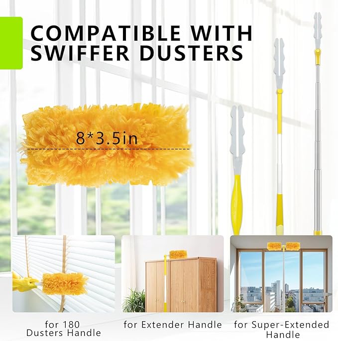 20 Pack Duster Refill for Swiffer,360 Heavy Duty Furniture Duster Refills, Disposable Multi-Surface Microfiber Feather Duster Kit with 1 Handle