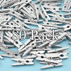 HAHIYO Silver Wooden Clothes Pins Clothespins Mini Do NOT Fall Apart 1 inches Length 80 Pack Sturdy Strong Springs No Rust No Discoloration for Laundry Bathroom DIY Craft Photos Food Opened Bags