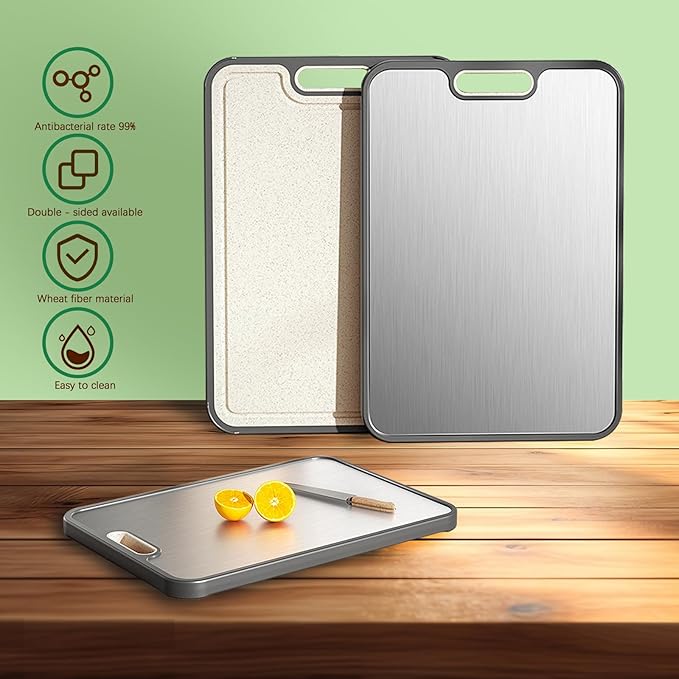 Titanium Cutting Board, Pure Cut Titanium Cutting Boards for Kitchen, Food-Grade Chopping Board for Cutting Fruit Meat Vegetable, Dishwasher Safe Easy to Clean, 15×10 Inch