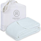 Threadmill Luxury Cotton Blankets for King Size Bed | All-Season Cozy 100% Cotton Blanket | Criss Cross Jacquard Soft Lightweight Coverlet, fits California King Size Bed, 104x92 | Light Blue