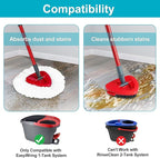 Spin Mop Replace Head, Base, Mop Handle Replacement for OCedar EasyWring 1 Tank System - Include 2 Microfiber Mop Head Replacement, 1 Sturdy Iron 30-58" Mop Handle, Head Cover and Scrubber