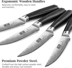HOSHANHO Steak Knives Set of 6, 4.5 Inch Japanese Serrated Steak Knife Set, Ultra Sharp High Carbon Powder Steel Steak Knife with Pakkawood Handle