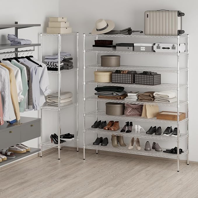 18" Deep x 60" Wide x 74" Height Wire Shelving Kit | 8-Tier | NSF Commercial Storage Rack Unit