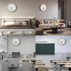 Wall Clock, 13 Inch Non-Ticking Silent Battery Operated Quartz Analog with LCD Display for Perpetual Calendar and F° Temperature, Ideal Modern Home, Bedroom, Kitchen, Office Decor (Gold)