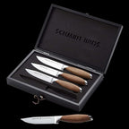 Schmidt Brothers -Bonded Teak 4-Piece Jumbo Steak Knife Set, High-Carbon German Stainless Steel Cutlery in a Wood Gift Box