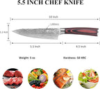 Sunnecko 5.5 Inch Small Chef Knife, High Carbon Stainless Steel Professional Utility Knife for Cutting Meat,Vegetables and Fruits
