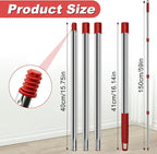 4 Section Spin Mop Replacement Handle for O Cedar Mop Handle for Ocedar Spin Mop Handles to Floor Clean Adjustable 30" to 58" Length Mop Stick Pole Handle, American Screw Joint (Mop Head Not Included)