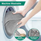 18" Professional Microfiber Mop Floor Cleaning System, Flat Mops with Stainless Steel Handle, 4 Reusable Washable Mop Pads, Wet and Dust Mopping for Hardwood, Vinyl, Laminate (White&Grey)