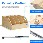 WelFurGeer Birchwood Pot and Pan Organizer with Soft-Close Drawer, Pull Out Cabinet Organizer, Heavy-Duty Slide-Out Storage for Baking Sheets, Cutting Boards, and Kitchen Utensils