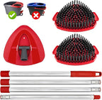 Spin Mop Handle Replacement for Ocedar,4-Section 30-58" Extendable Length Mop Handles and 2 Pack Upgrade Mop Scrubber Head,Mop Base Compatible with Ocedar EasyWring 1 Tank for Hard Floor Cleaning