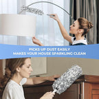 Microfiber Duster with an Extra Washable and Reusable Duster Head, Microfiber Dusters for Household Cleaning, Gray