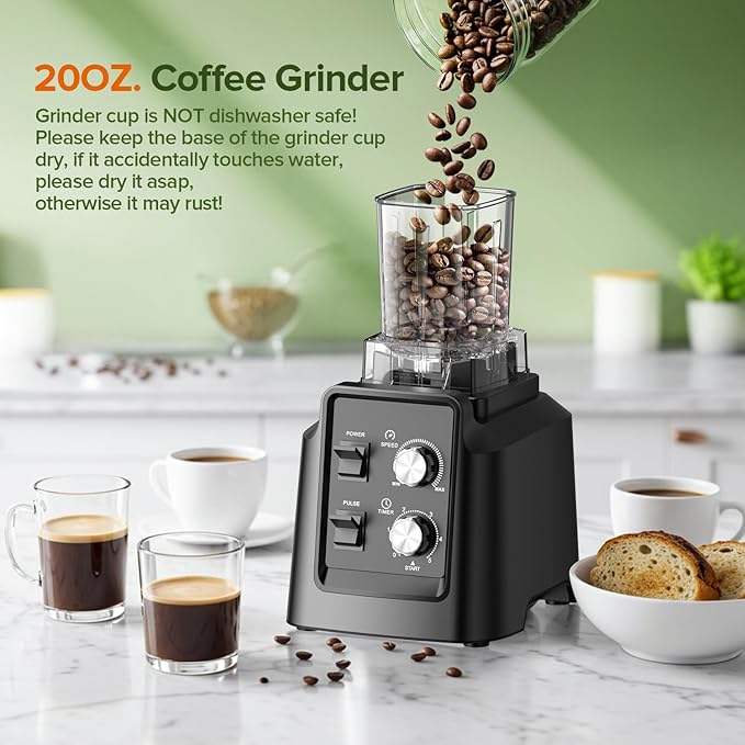 Blenders for Kitchen, Smoothie Blender - Professional Countertop Blenders with 68oz Dishwasher-Safe Pitcher, Ice Crusher for Frozen Drinks & Smoothies, BPA Free, Black