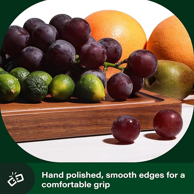 Extra Large Cutting Board, Wood Cutting Boards for Kitchen, Thick Chopping Board with Deep Juice Groove and Handles, Wooden Charcuterie Board for Meat, Turkey, fruit and cheese. (20x15x1 inch)