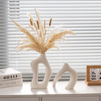 Ceramic Vase Set of 2, Farmhouse Decor Cream White Cute Vases for Home Kitchen Bedroom Office Living Room Centerpiece Table Shelf Desk Decorations, Housewarming Gifts for Women Men