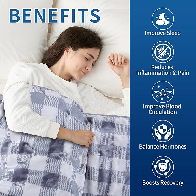 Grounding Blanket, Grounding Throw Blanket for Improved Sleep, Pain Relief, Energy, Inflammation, Earth Connected Blanket, Super Cozy Milk Fleece Fabric, 50x60 Inch